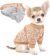 2 stuks hondentruien - voor kleine honden Herfstkleding - voor honden Reu Vrouw Winter Fleece Puppy Truien - Warme Huisdierenoutfit - voor Yorkshire Terrier Bulldog Teckel Mopshond - 2 stuks(Kaki en grijs S)