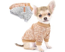 2 stuks hondentruien - voor kleine honden Herfstkleding - voor honden Reu Vrouw Winter Fleece Puppy Truien - Warme Huisdierenoutfit - voor Yorkshire Terrier Bulldog Teckel Mopshond - 2 stuks(Kaki en grijs S)