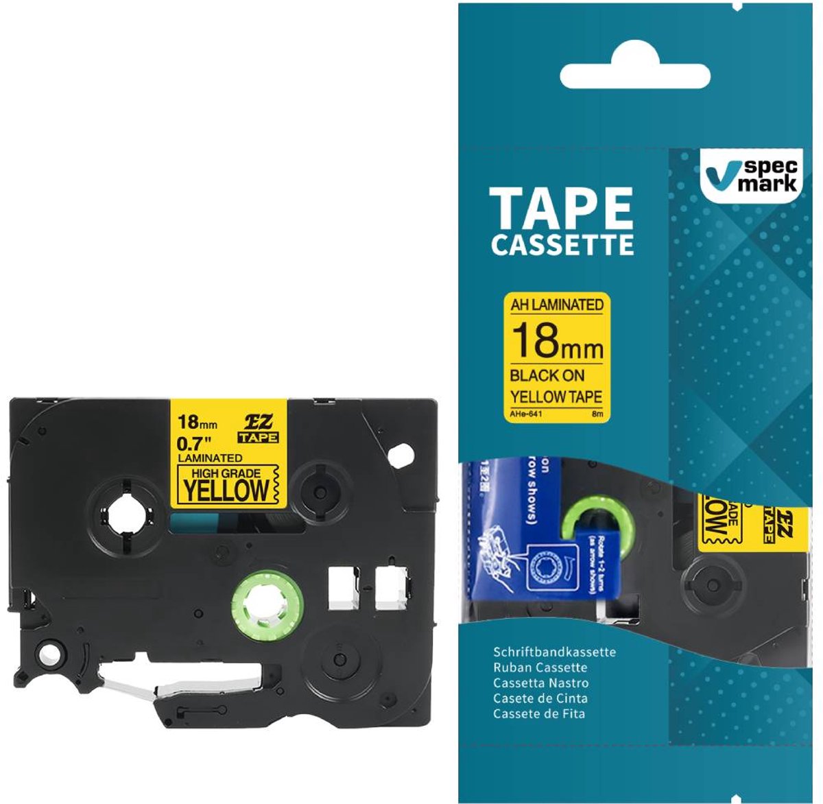 Brother TZe-641 Laminatietape 18mm Geel Zwart - 8m