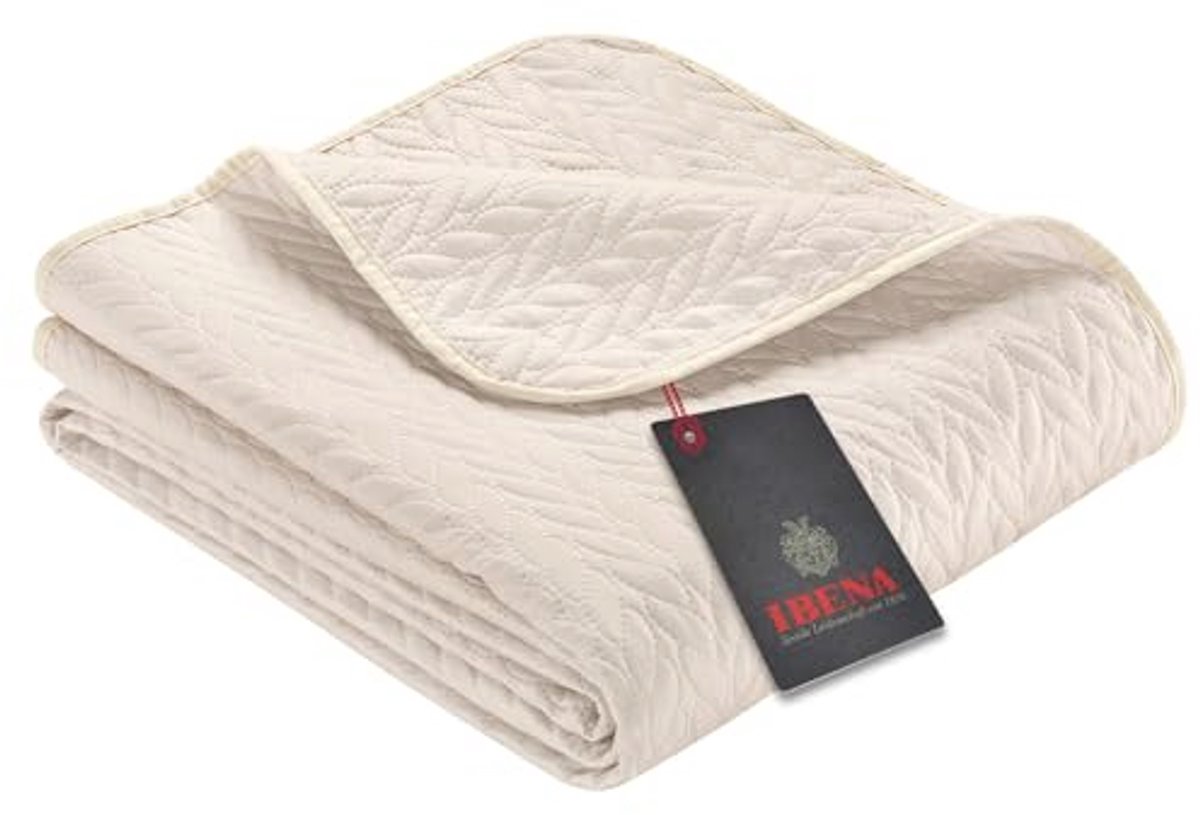 Beige Bedsprei 220x250 cm met Vlechtpatroon - Luxe Dekens voor Woonkamers