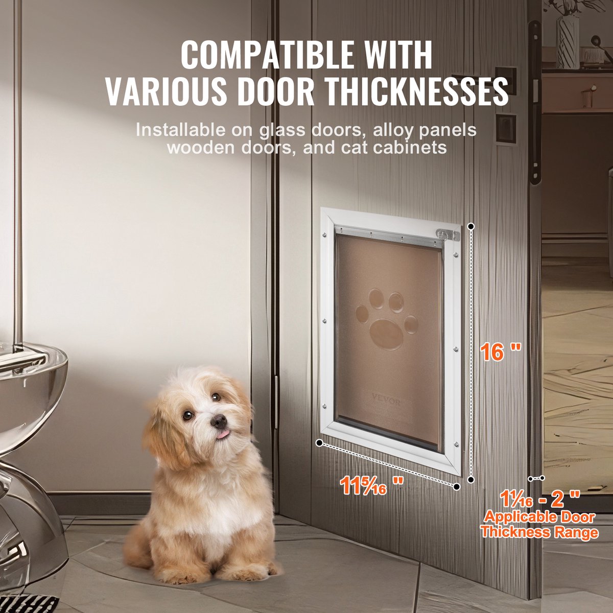 VEVOR Huisdierenluik Kattenluik Hondenluik Magneetklepsysteem Aluminium M thumbnail 4