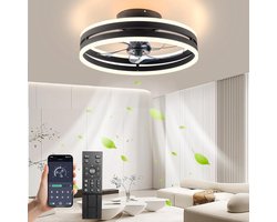 VIN® Plafondventilator Met Verlichting - Smart Lamp Met Afstandsbediening – Plafonniere Keuken Lamp Met 6 Ventilatiesnelheden - Woonkamerlamp – Plafond Ventilator Lamp Met Timer - Wit
