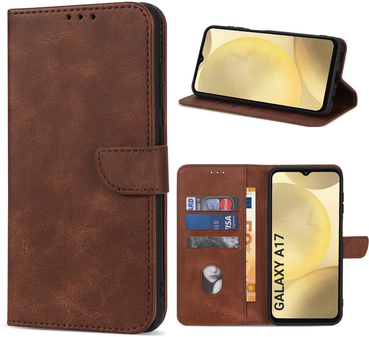 Solidenz hoesje - Geschikt voor Samsung Galaxy A17 - Bookcase - Bruin