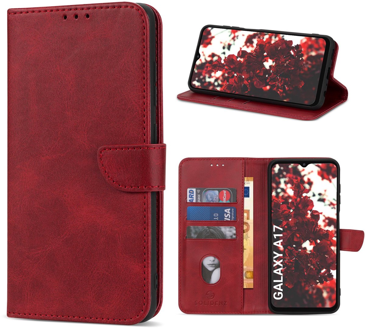 Solidenz hoesje - Geschikt voor Samsung Galaxy A17 - Bookcase - Rood