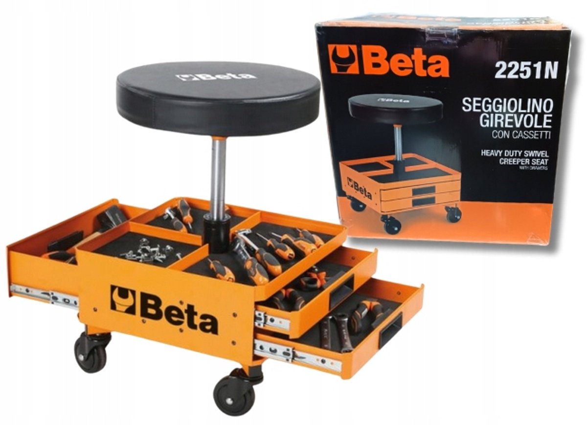 Werkplaatstoilet Beta 2251N met draaibaar zadel en laden