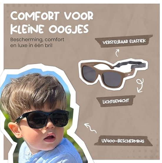 Flexibele baby zonnebril voor 1-3 jaar - gepolariseerde UV400 bescherming - verstelbaar elastiek - vierkante kinder zonnebril voor jongens en meisjes van Merkloos — afbeelding 4