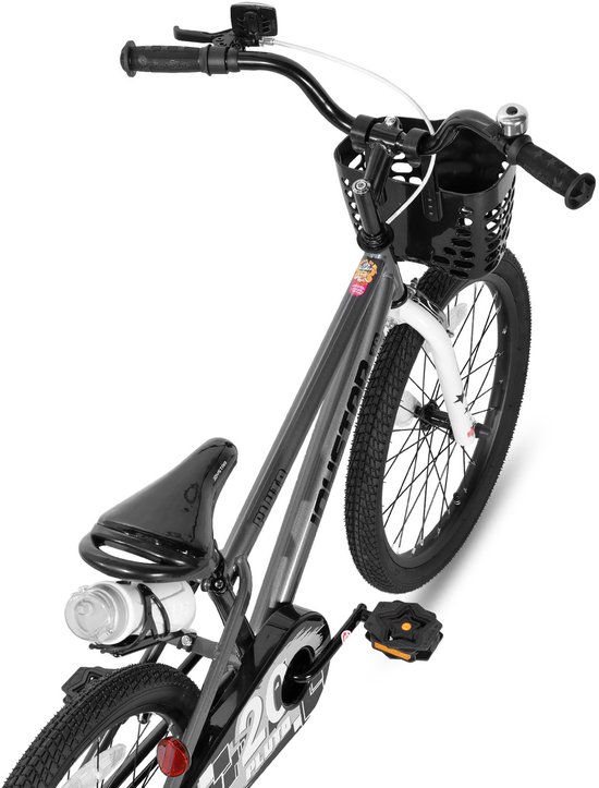 Joystar Pluto Kinderfiets - 20 inch - met mandje - met waterfles - zijwieltjes - bel - handrem - grijs van JOYSTAR — afbeelding 3