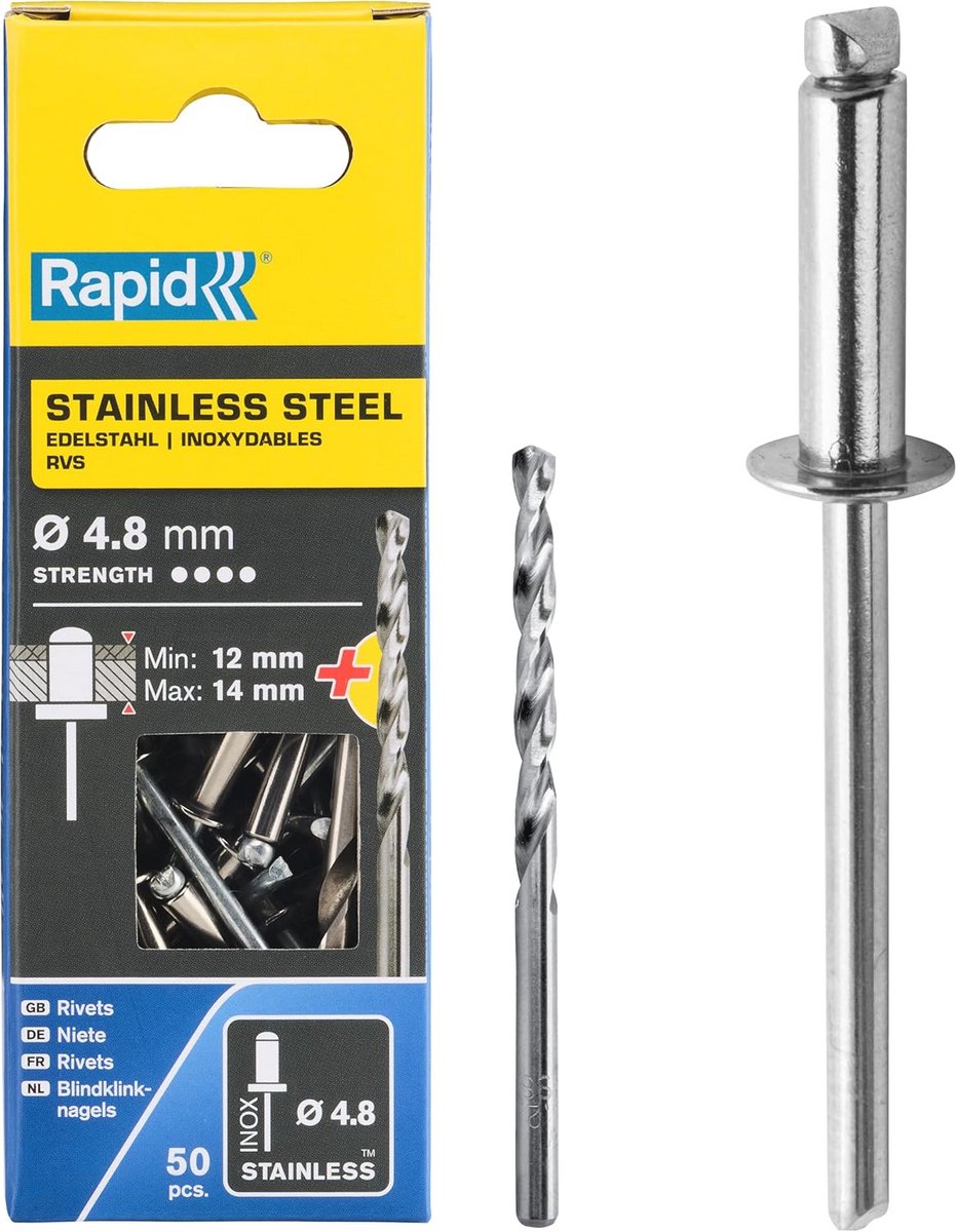 Rvs Blindrivets Ø 4,8 mm - 50 Stuks met Boorset
