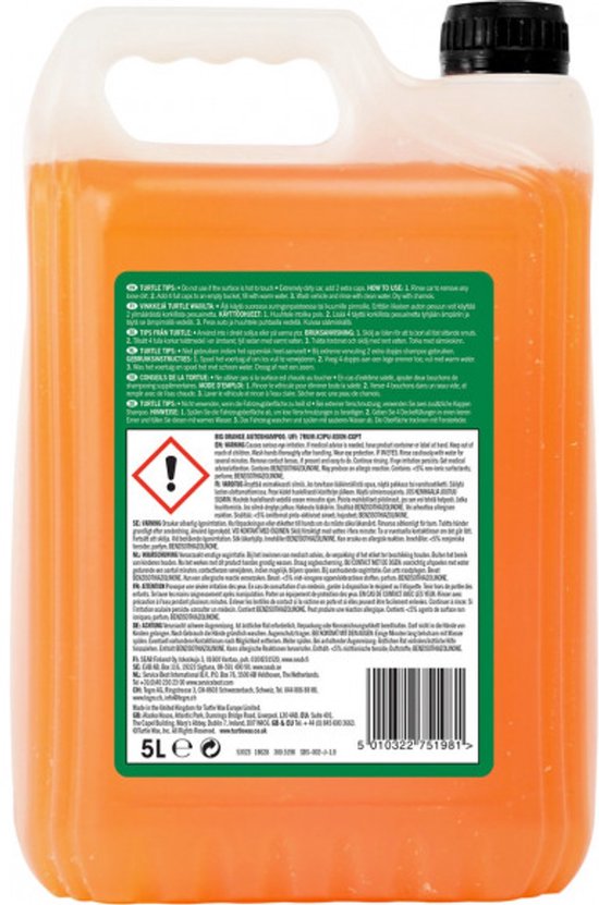 Turtle Wax Big Orange Auto Shampoo - Verwijdert snel vuil en viezigheid - Geeft schitterende glans - Streepvrij resultaat - 5 Liter — afbeelding 2
