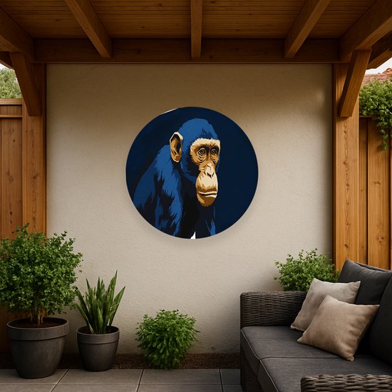 Chimpansee – wandkunst rond – aluminium – Dibond muurcirkel – 80x80 cm