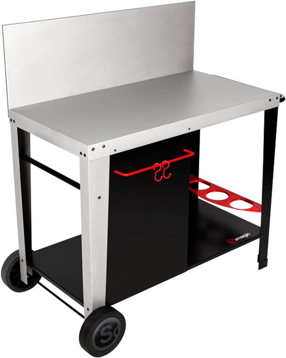 Plancha Serveerwagen met Opbergruimte - Tuin Keuken Set - Metaal Frame Zwarte Credenza