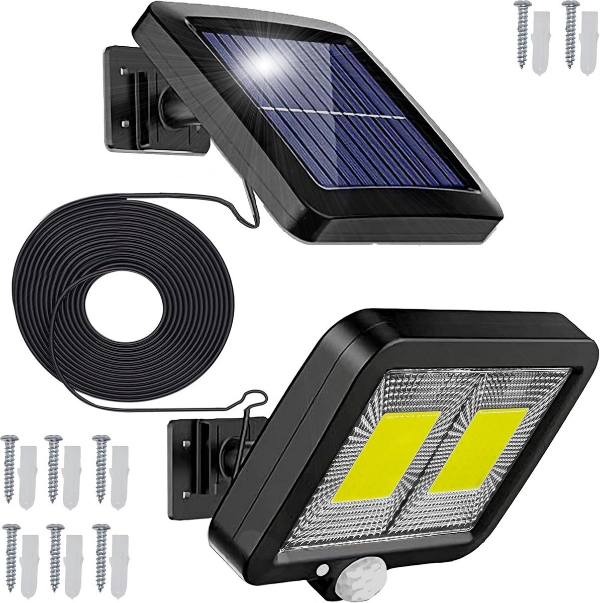 108 LED Buitenlamp op Zonne-energie met Bewegingssensor en Apart Zonnepaneel