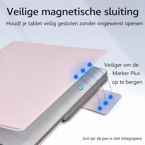 Remarkable Paper Pro hoes - Geschikt voor Remarkable Paper Pro 11.8" (2024) - Origineel Ontwerp - Lichtgewicht Ultradunne Magnetische hoes - Automatische slaap-/waakfunctie - Hoogwaardige waterdichte PU leer - (Niet voor Remarkable 2) - Roze — afbeelding 5