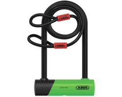 ABUS beugelslot 410K Ultra voor fietsen en e-scooters - handig en robuust fietsslot met praktische houder voor transport - fietsaccessoires - variant 150HB180, groen + Cobra 10/120