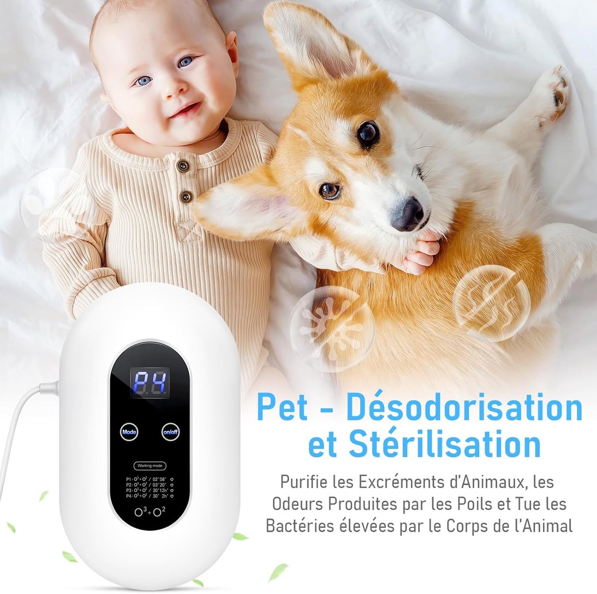 KZQ Ozongenerator Luchtreiniger, Geluidsloze Negatieve Ionen Luchtreiniger met Ontgeurder, 200 mg/h Sterkte voor Slaapkamer, Badkamer, Keuken, Huisdieren en Formaldehyde Verwijdering, Compacte Luchtreiniger — cadeau in Cadeau-ideeën - foto 5