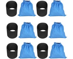 Filterset voor nat- en droogstofzuiger - geschikt voor Kärcher WD 2, WD 3, WD 4 - met 6 textielfilterzak en 6 nat/schuimfilter - 12 stuks