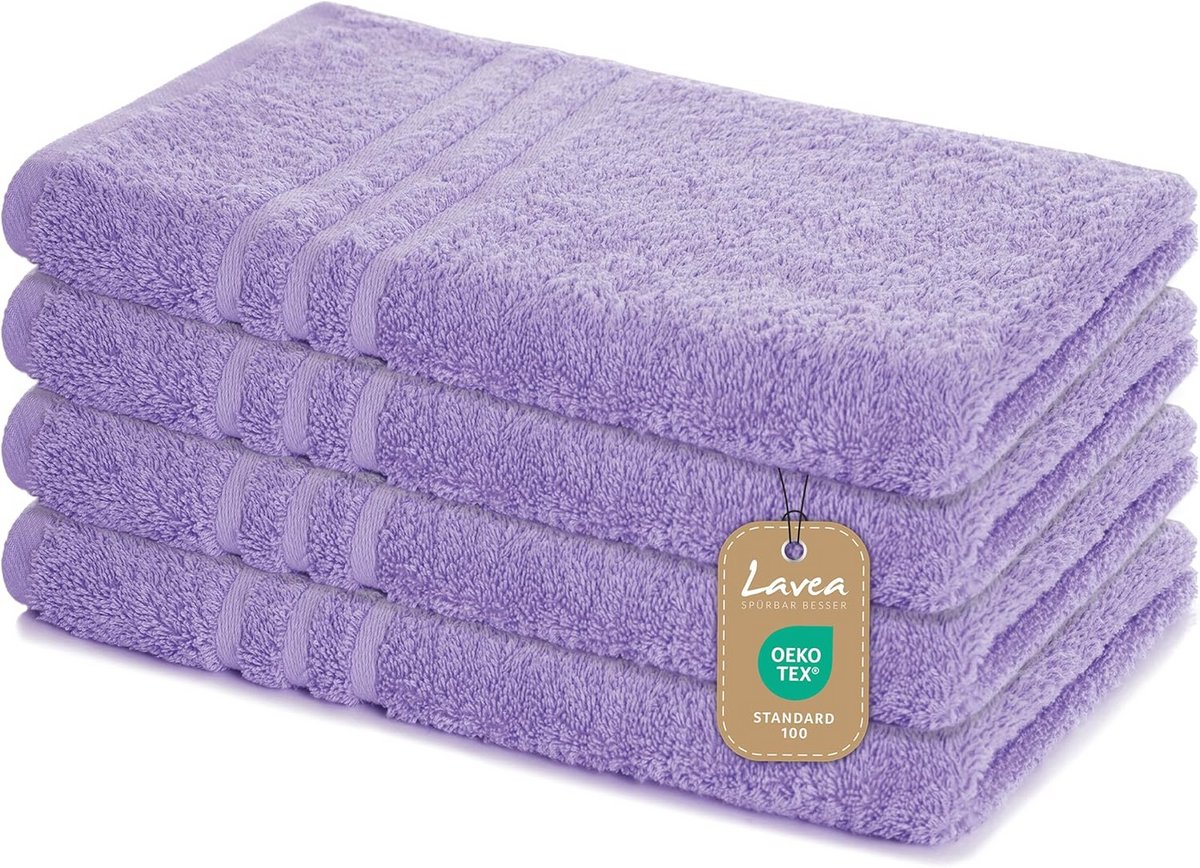 Set van 4 Zachte en Absorberende Handdoeken 50x100 cm - 100% Katoen Badstof
