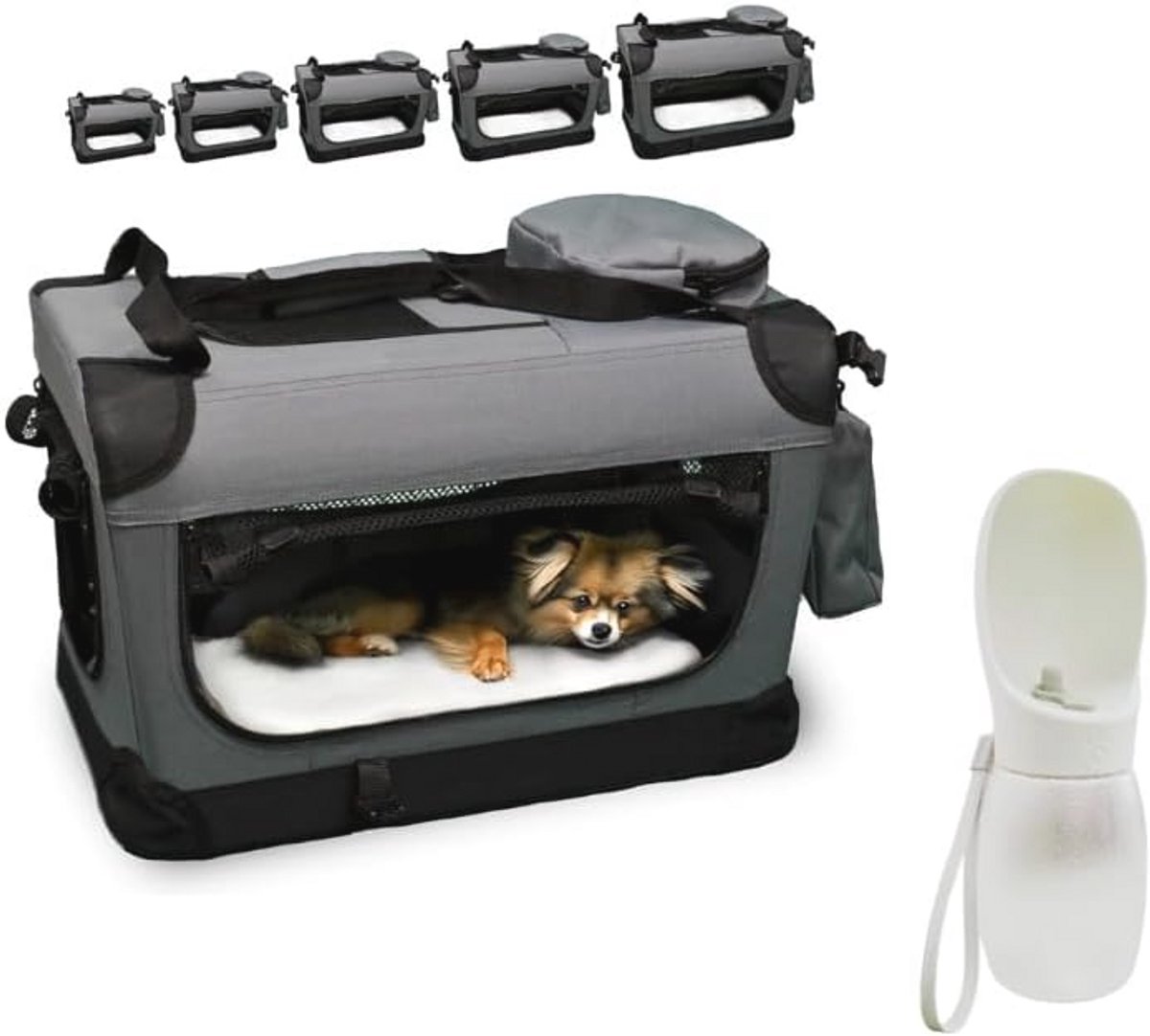 Opvouwbare Hondentas voor Vervoer van Huisdieren - Dierentransportbox voor Honden en Katten (M, Grijs)