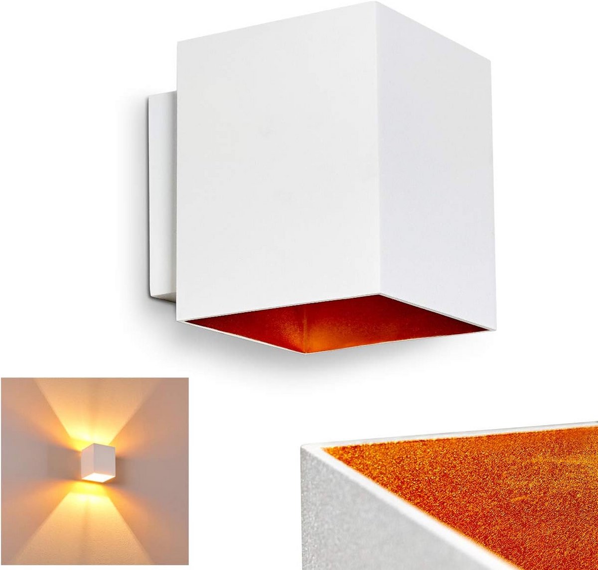 Wandlamp Metaal Wit/Goud Modern Lichteffect 1 x G9 Sockel Kubus/Indoor Wandlamp met Up & Down Effect, Zonder Lichteens