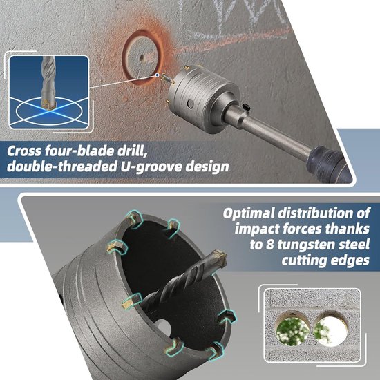 Holle Boorkroon 68 mm - SDS-plus Adapter - 110 mm - 220 mm
