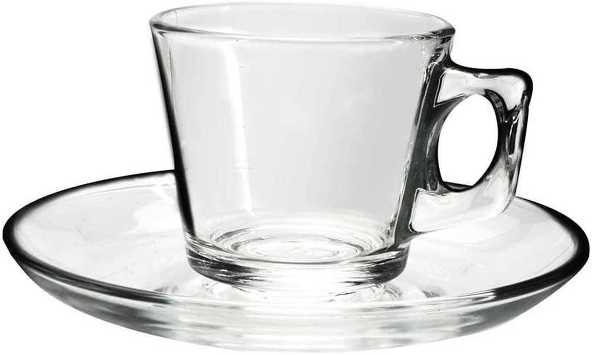 Set van 6 glazen tazzine met schoteltjes, 11,5 cm