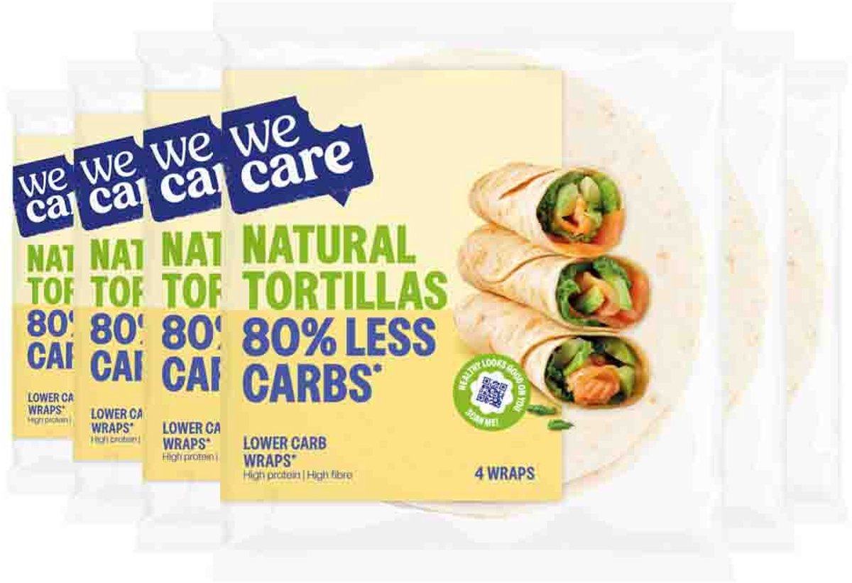 WeCare - Lower Carb Tortillas Naturel - 6 x 160 gr - Voordeelverpakking