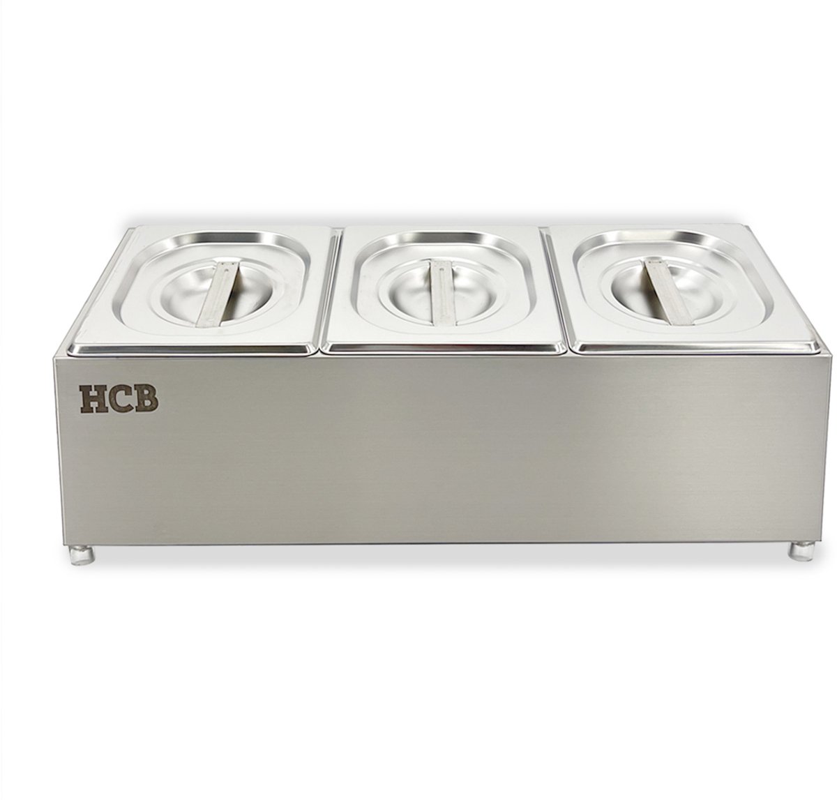 HCB® - Professionele Horeca Bakhouder - 3 x 1/6 GN - RVS / INOX - Incl. gastronorm bakken - Gastronormbak - 22.5x50x21.5 cm (DxBxH) - 4 kg - 1362