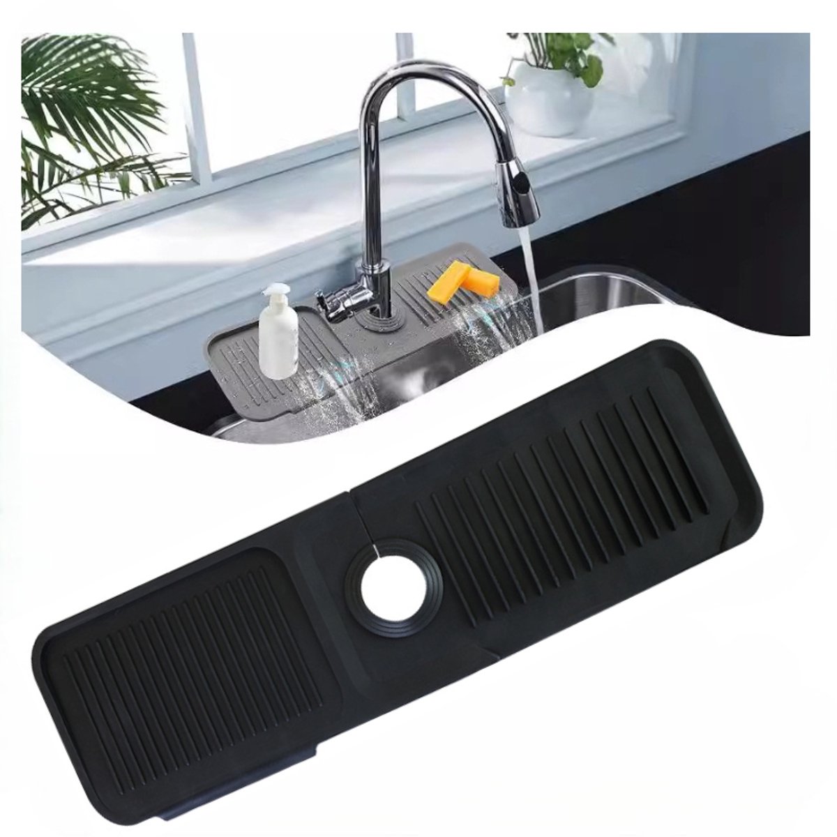 Siliconen kraanmat - Siliconen mat voor keukenkraan - 45×14CM - Afvoerpad – Gootsteenmat -