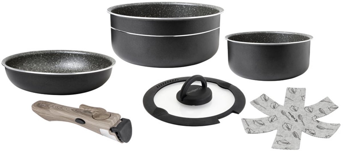 Brunner Pirate Spacemaster Ø 20 Mini Camping Pannenset - Ø 20 - 5 Delig - Stapelbaar - Aluminium - PFOA vrij