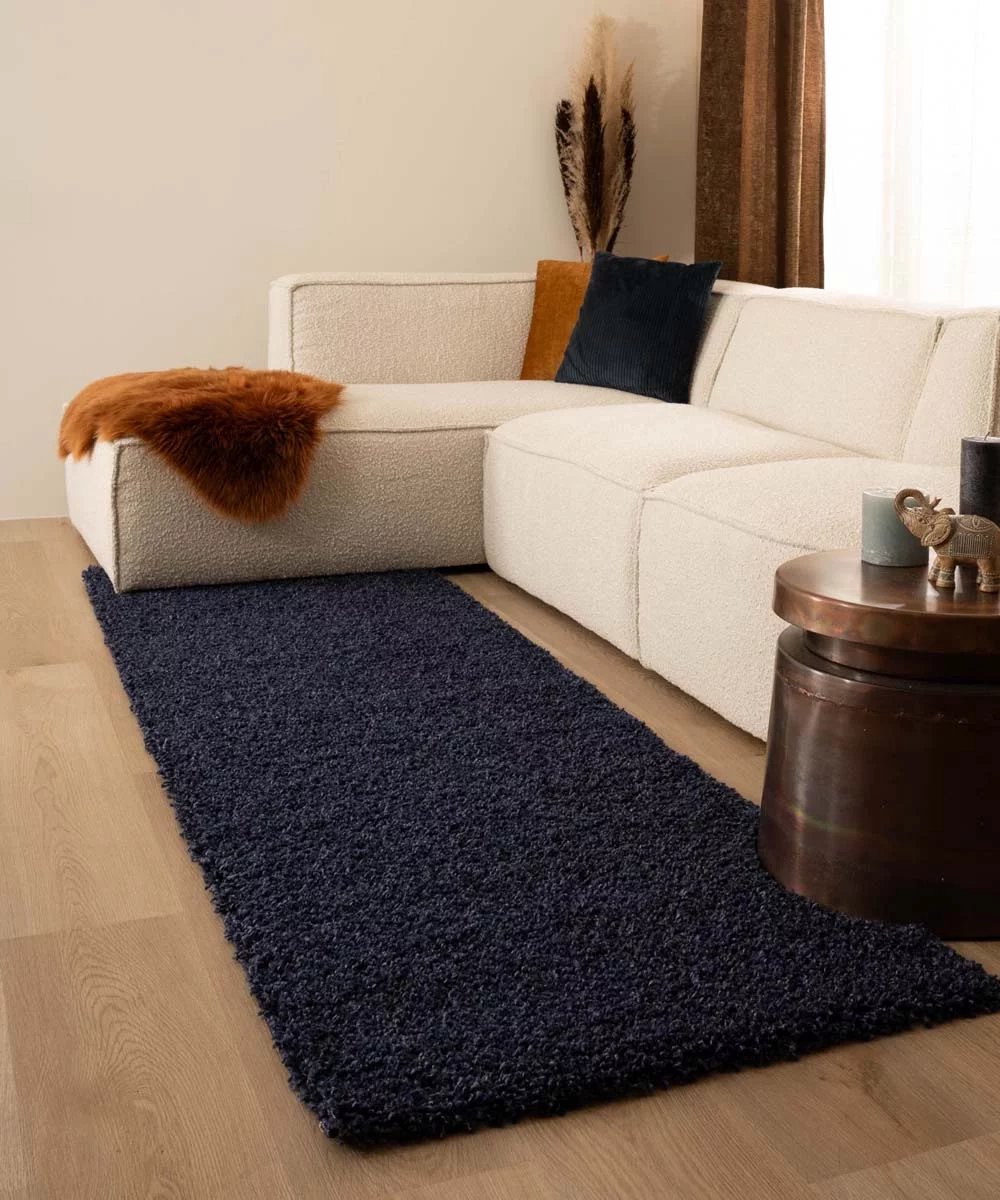 Hoogpolige loper - Shaggy Trend marineblauw 80x300