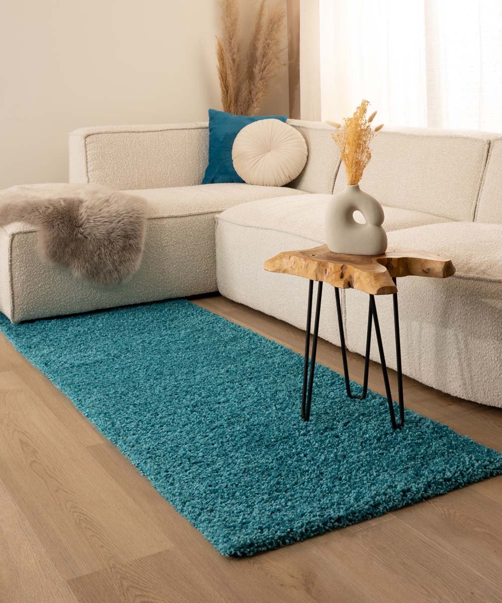 Hoogpolige loper - Shaggy Trend turquoise 80x300