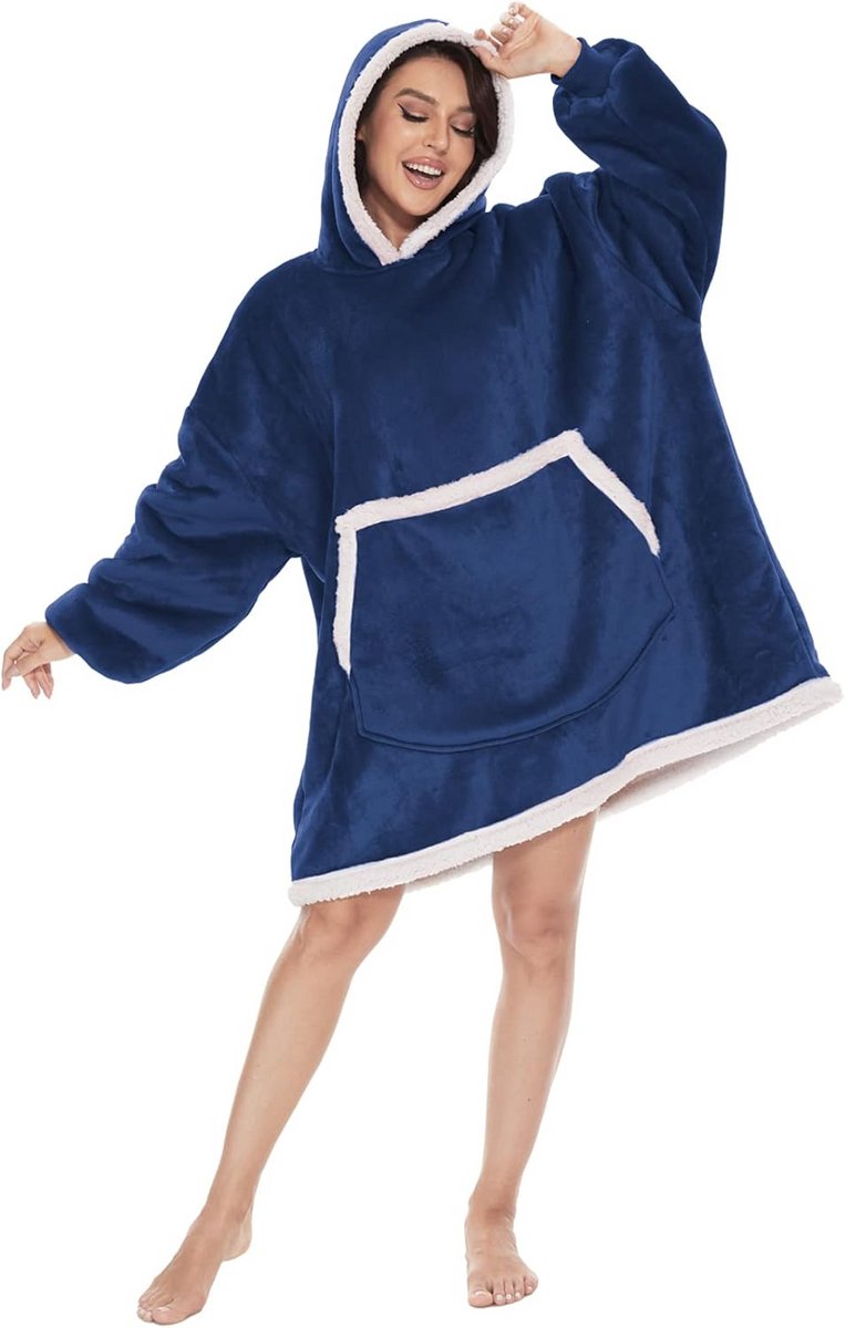 Oversized Hoodie Sweatshirt Dekentje met Grote Zak - Super Zacht en Warm, Een Maat Past Iedereen - Perfect voor Binnen en Buiten