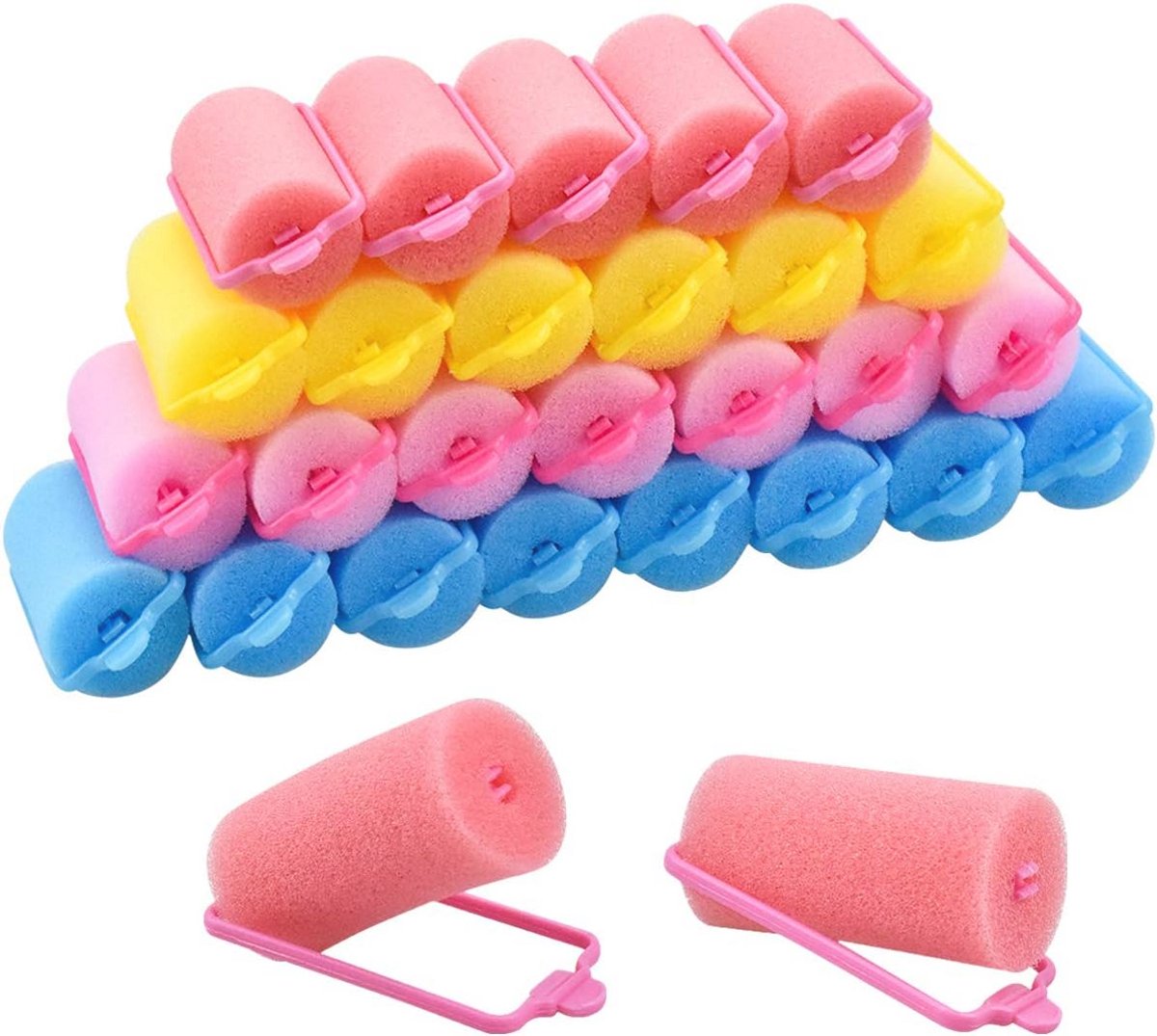 Schuimrubberen Haarrollen - 32 Stuks, 30 mm - Zachte Haarkrulspelden voor Vrouwen, Meisjes en Kinderen - Kapsel Creatie - 4 Kleurkeuzes