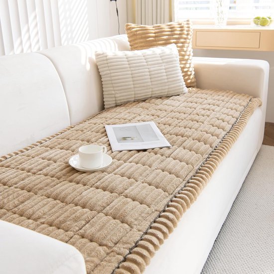 Housse de canapé épaisse et lavable – Nouvelle housse de canapé universelle en velours côtelé doux pour canapés 2, 3 et 4 places, housse de canapé antidérapante, housse de canapé d'angle, protecteur de meuble pour le salon, Marron, 90*240 cm