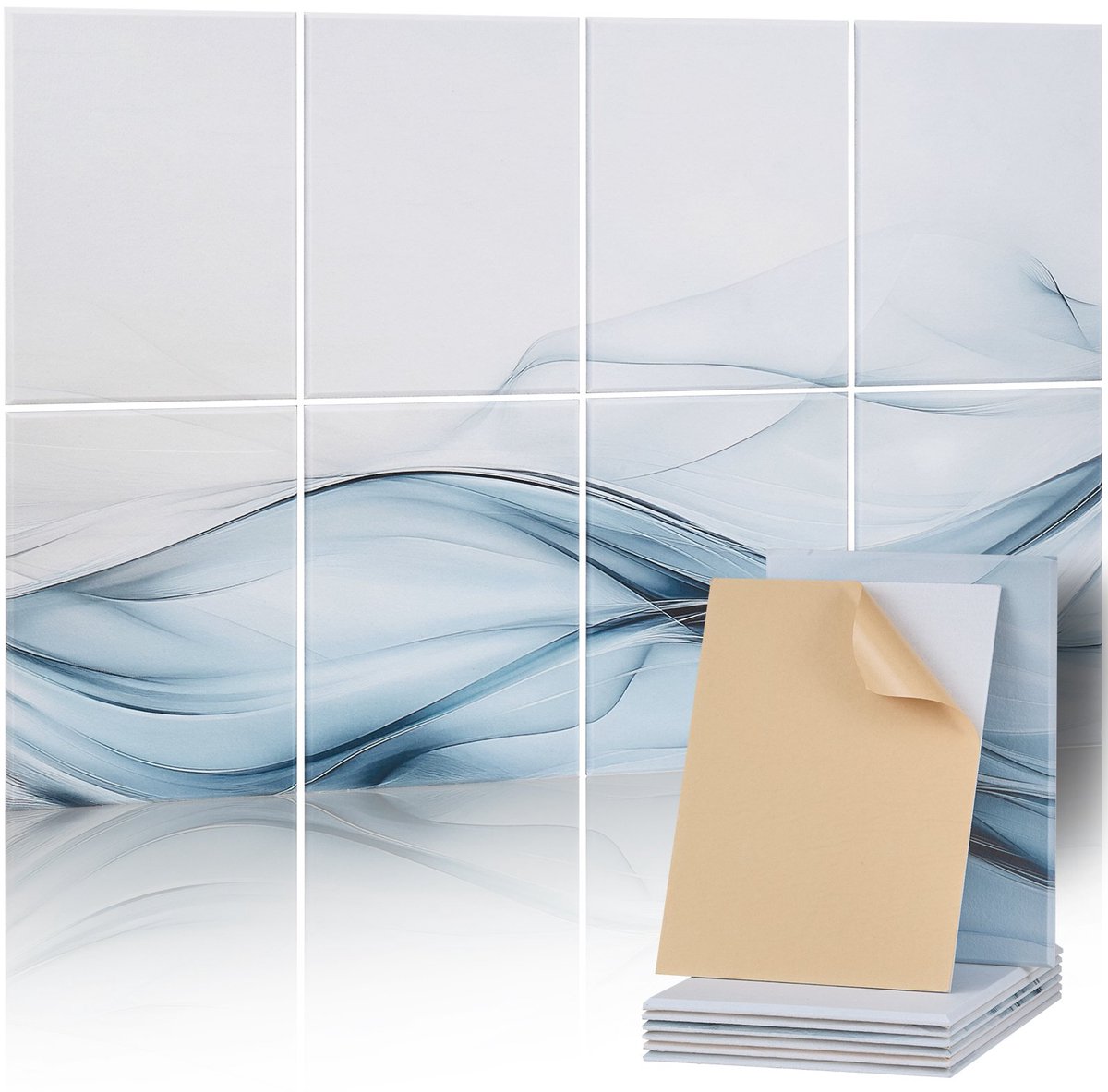 Akoestische Panelen - Zelfklevende Wandpanelen 8-Pack - 120x80x1 cm - Geluidsabsorberend en Geluiddempend - Zijden Motief