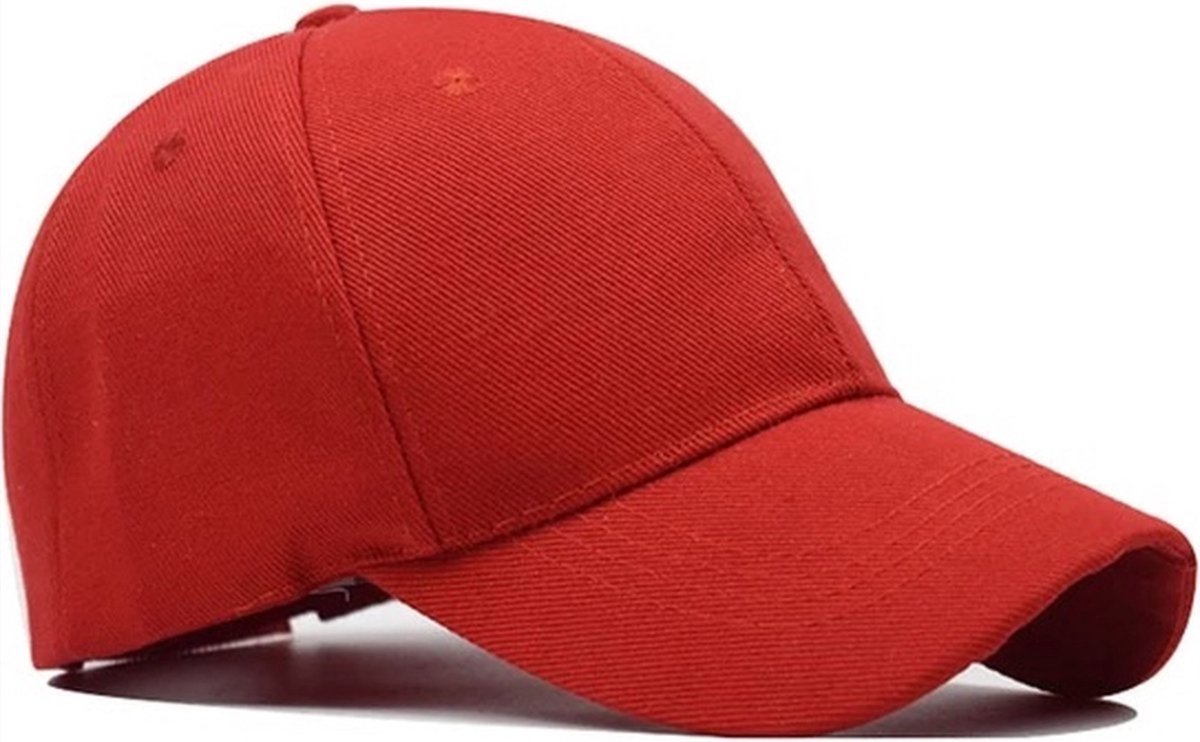 Baseball cap - Pet - 6 Panelen - Zonwering - Hoofddeksel - Katoen - Rood - Jonyx