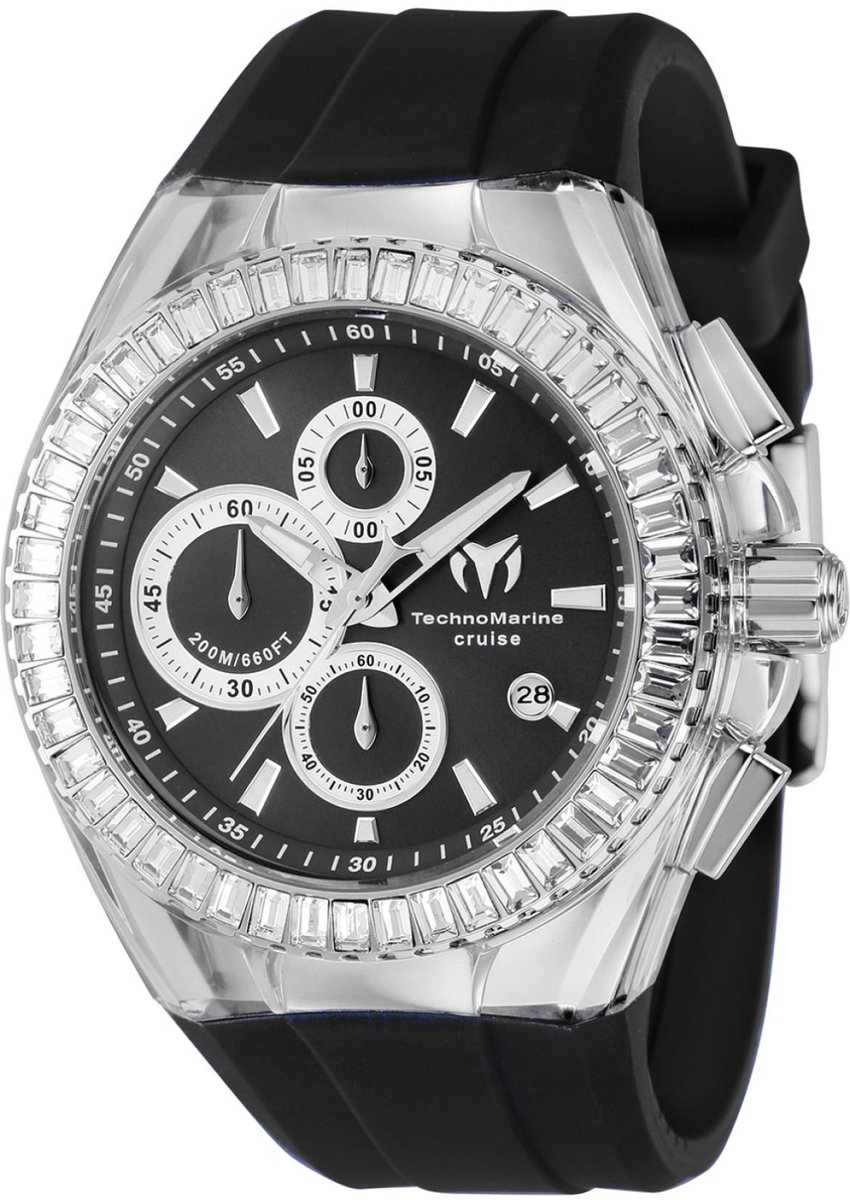 TechnoMarine Cruise TM-121149 Heren Horloge - Waterdicht - Analoog - Quartz Uurwerk - Roestvrij Staal met zwarte Wijzerplaat - 45mm