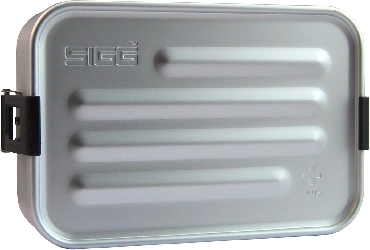 Moderne aluminium lunchbox 0,8 l met scheidingswand en inzetstuk