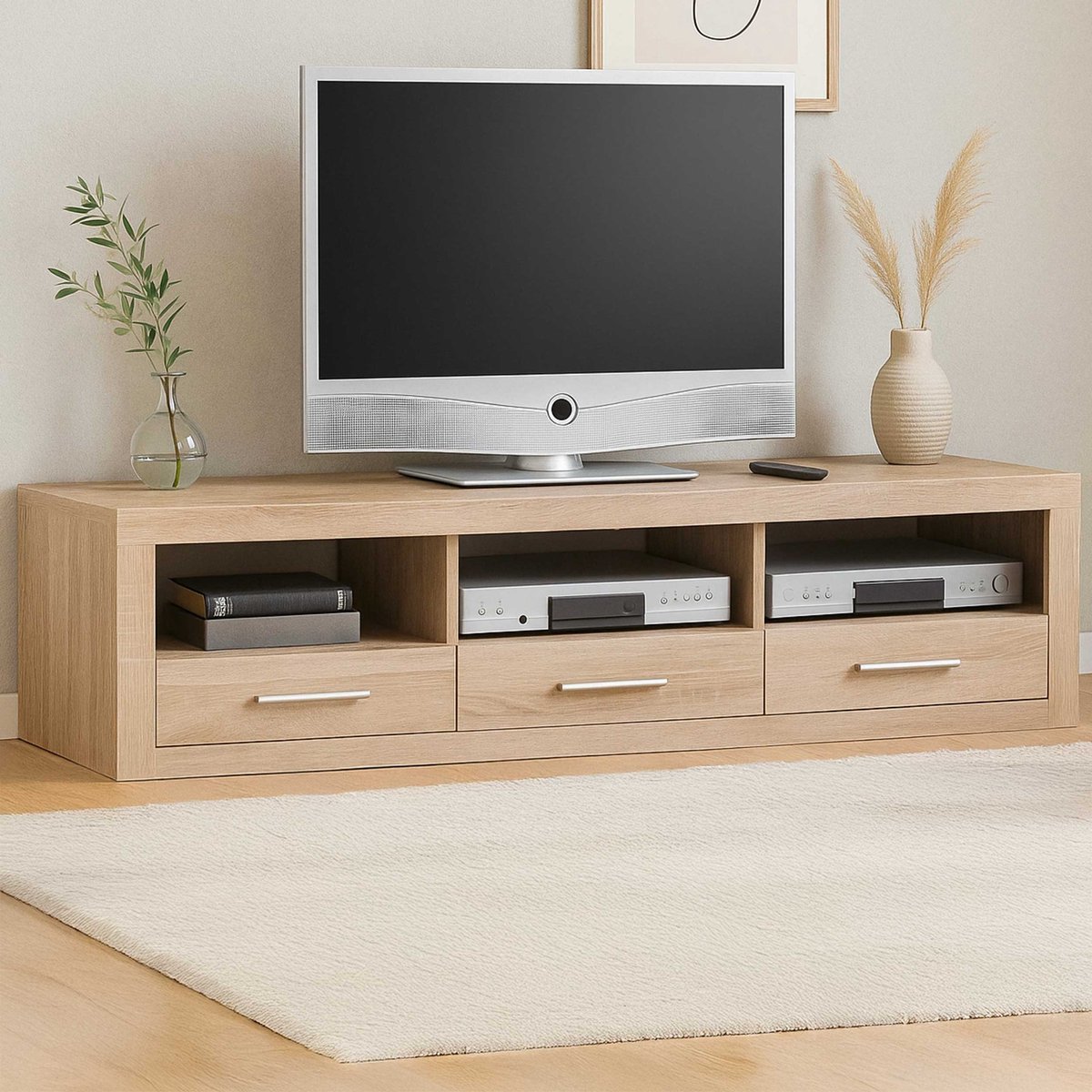 Tv-meubel Brekalo 147cm - Sonoma Eik - Emob - TV-meubel - Bruin - Spaanplaat