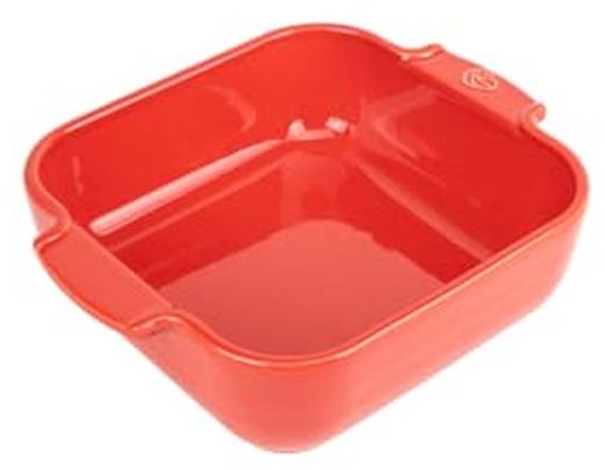 Vierkante keramische bakvorm 21 cm - rood