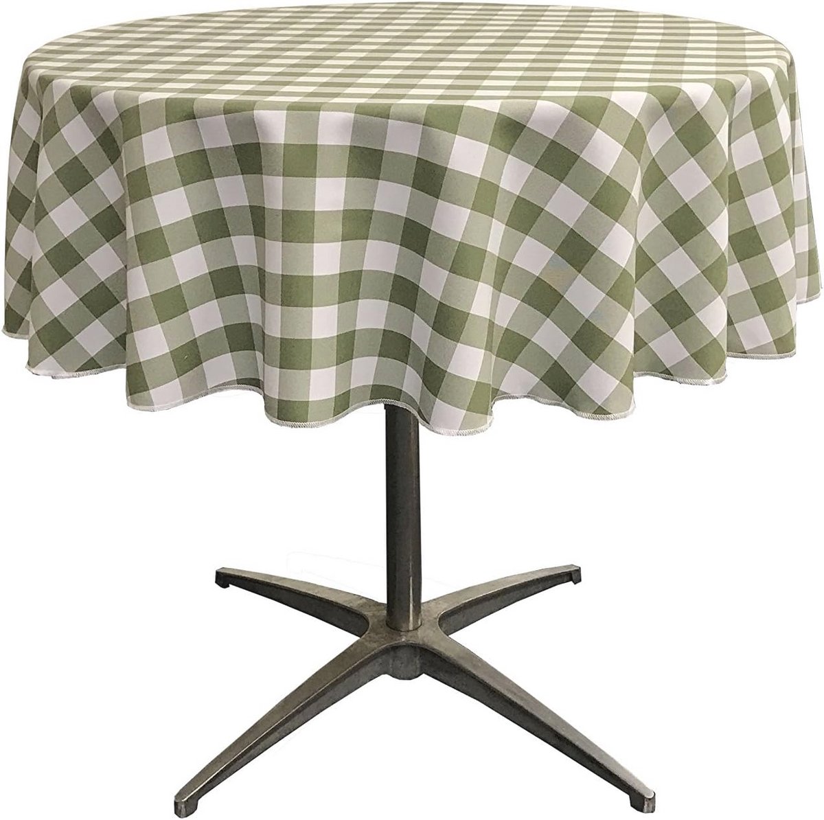 Rond Polyester Gingham Tafelkleed 147,32 cm Groen/Wit