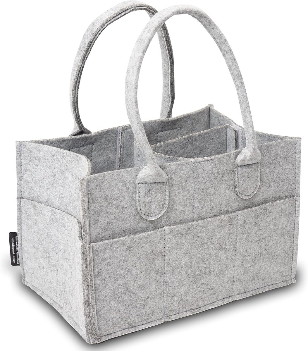 Multifunctionele luiertas - Vilt Organiser Tas in Lichtgrijs (26 x 17 x 17 cm)