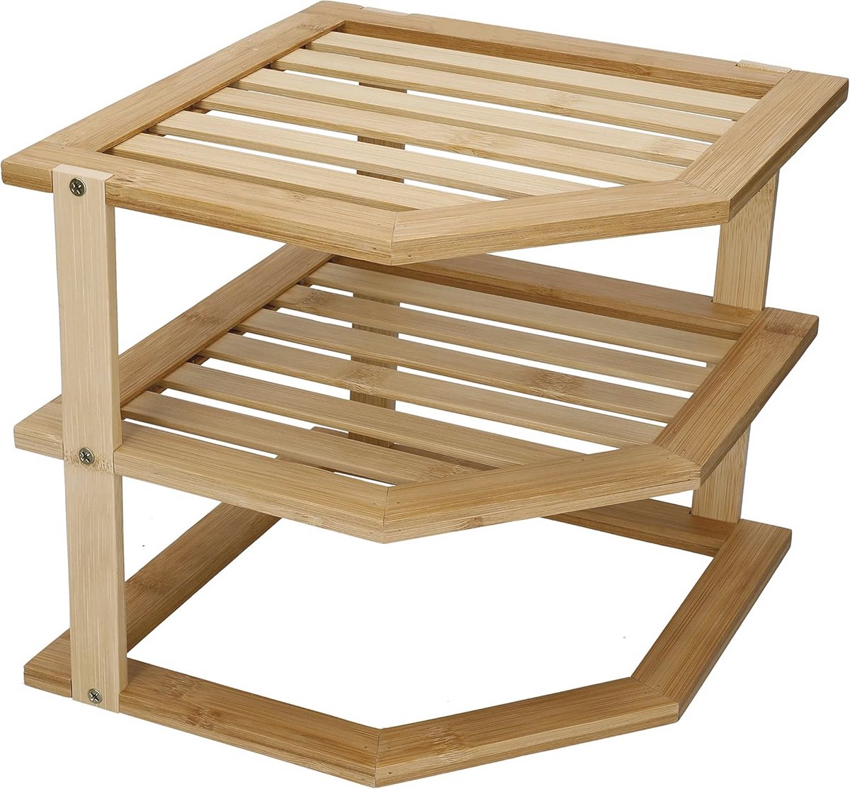 Bamboe Keuken Hoekopbergplank met 3 Niveaus