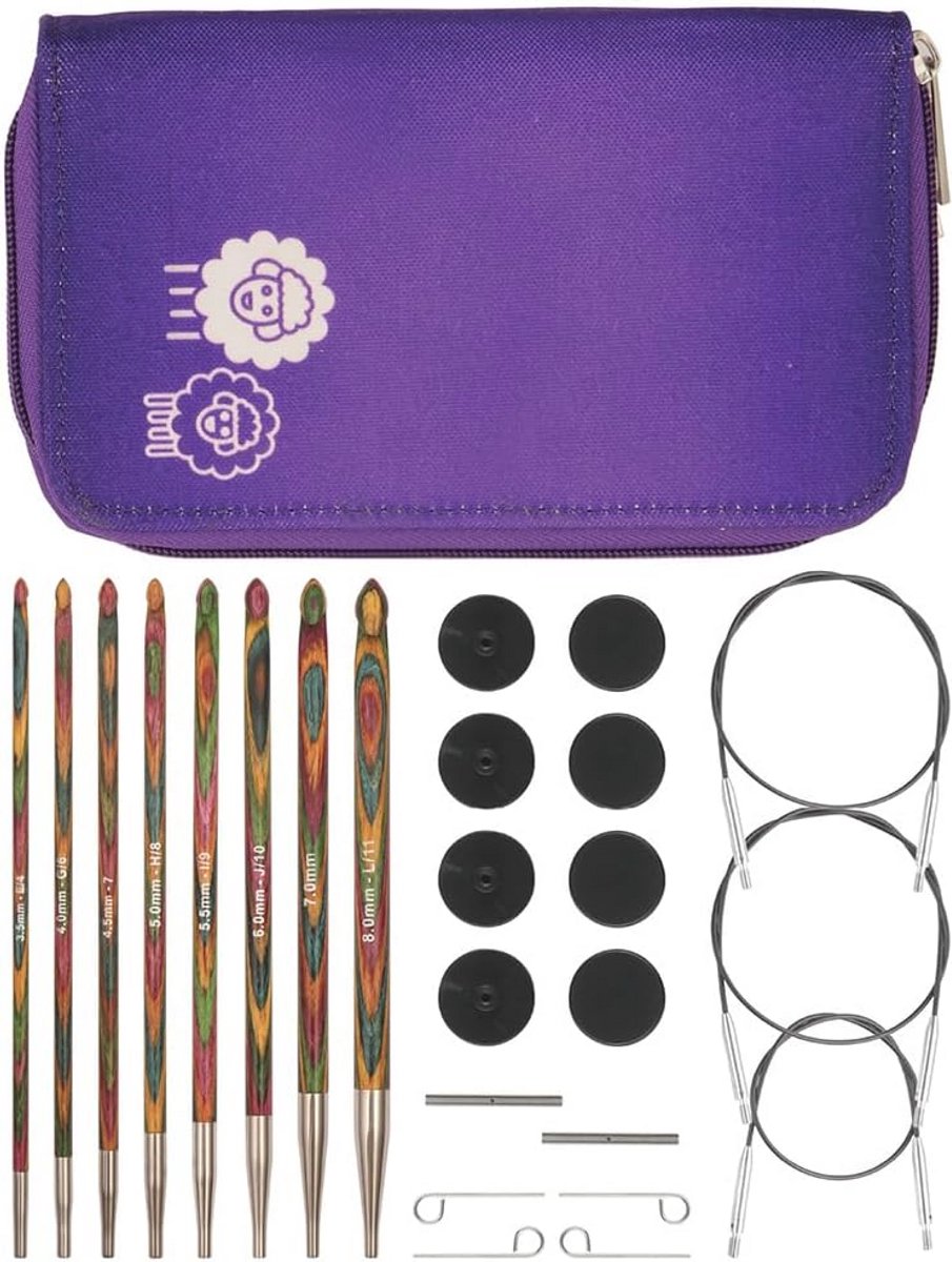 Tunesische haaknaalden set met accessoires en etui, 3.5-8mm