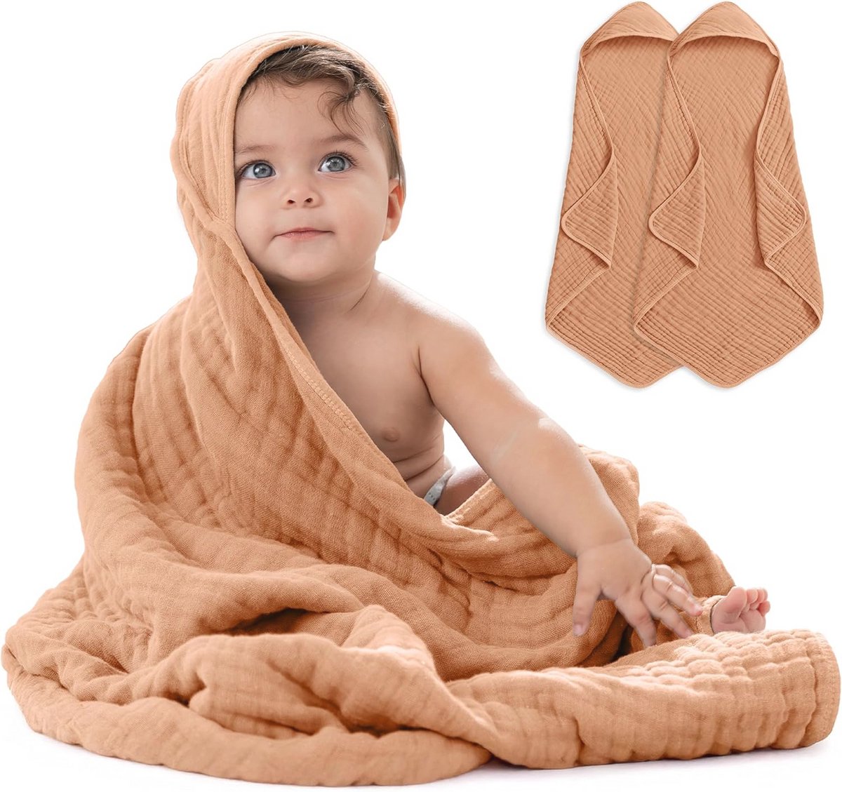 Set van 2 Baby Kapdoeken - 9 Laags Muslin Katoenen Handdoeken voor Kinderen, Groot 81 x 81 cm, Ultra Zacht en Absorberend, Heerlijk Warm, Schattige Ongegenderde Cover voor Jongens en Meisjes