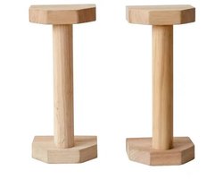 Daity Twee opdrukstangen en een houten parallelstang - antislip eikenhouten fitnessstang met polssteun - geschikt voor opdrukrekken - dips en L-vormige steunen voor thuis/in de sportschool (bruin).