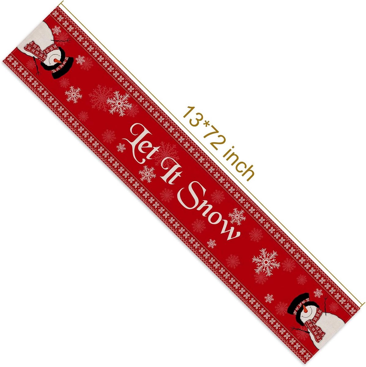 Tafelloper Kerst Sneeuwpop en Sneeuwvlok - Rood Linnen voor Eettafel Decoratie