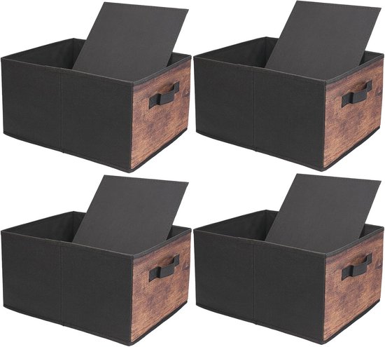 Huiguli 2 Opvouwbare Opbergdozen, Organizer voor Kast met Afneembaar Vak en Handgreep, Organizer voor Kleding, Boeken, Speelgoed, 50 x 28 x 21 cm, Grijs