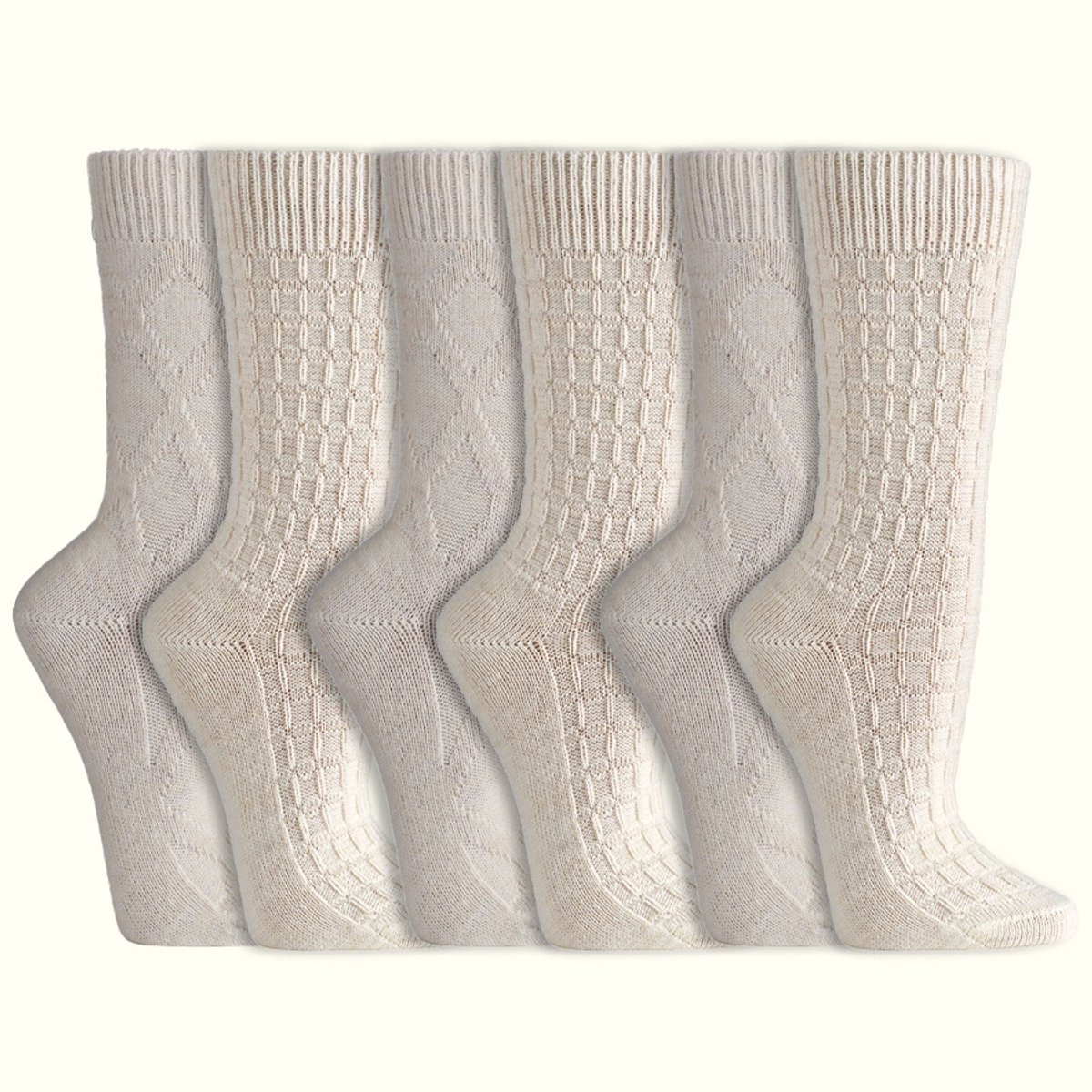 Gebreide sokken Noble Classic Alpacawol Dames & Heren 6 paar Wit