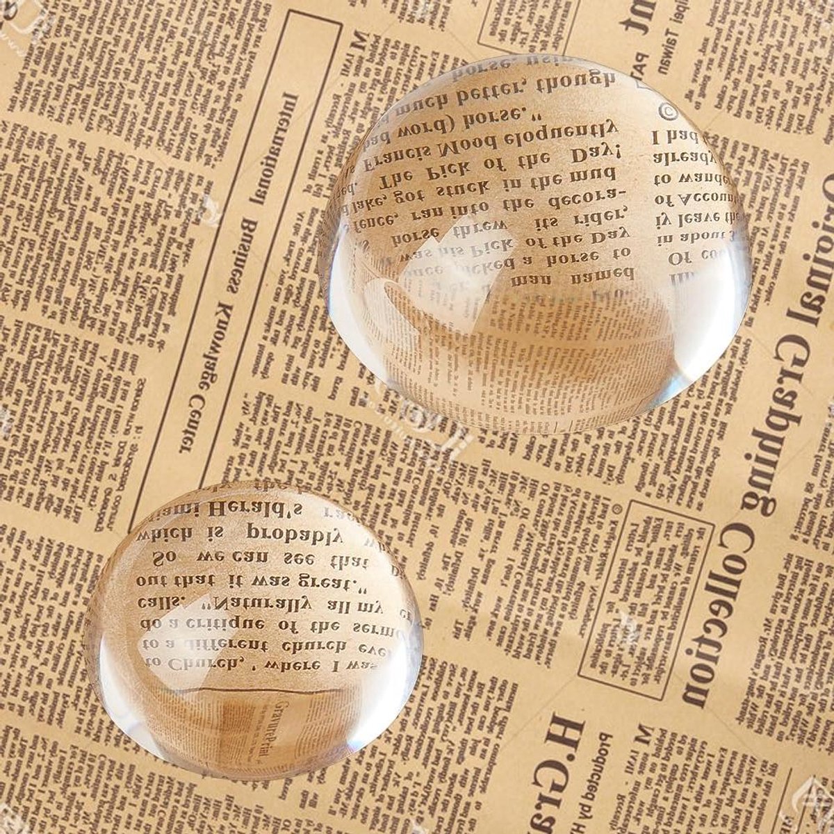 Allecta - Crystal Dome Vergrootglas Set van 2 Stijlen voor Home Office Decoraties - Presse-papier Glas, Leeshulp - 57x26mm/77x36mm